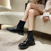 Women's Simple Versatile Fashion Fhick Heel Matte Black Sock Boots