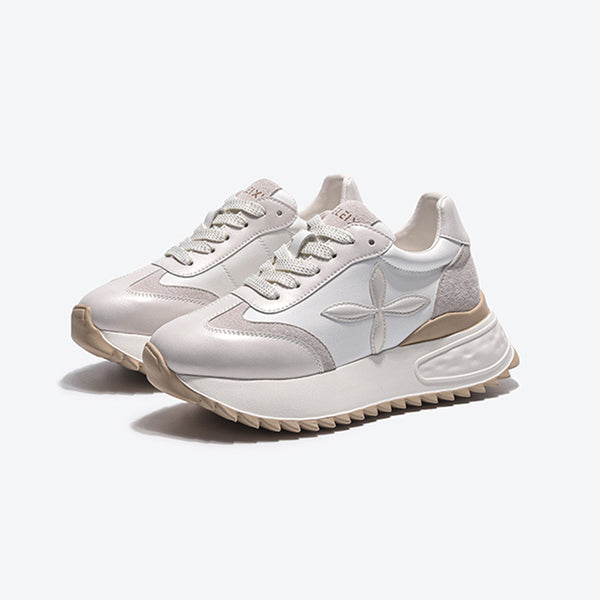 Women's Versatile Simple Height-Enhancing Breathable Wear-Resistant Sneakers