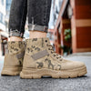 Men's Faux Fur Round Toe Camouflage Canvas High-top Flat Wear-Resistant Non-Slip Boots