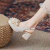 Women's Summer Elegant Style Flower Closed Toe Thick Heel Sandals