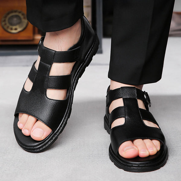 Men's Summer Leather Beach Breathable Non-Slip Versatile Sandals