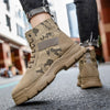 Men's Faux Fur Round Toe Camouflage Canvas High-top Flat Wear-Resistant Non-Slip Boots