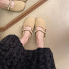 Women's Summer Casual French Pearl Bow Flat Closed Toe Slippers