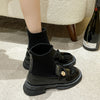 Women's Simple Versatile Fashion Fhick Heel Matte Black Sock Boots