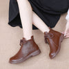 Women's Minimalist Cowhide Leather Mid-Heel Breathable Non-Slip Boots