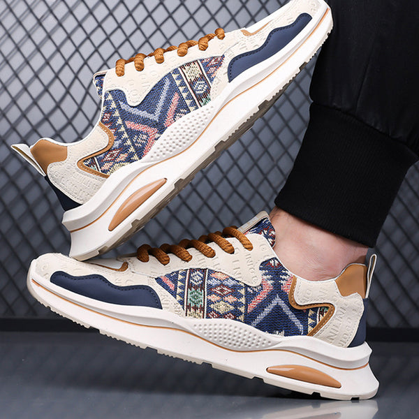 Men's Sports Canvas Breathable Lightweight Floral Pattern Dad Shoes Sneakers