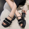 Women's Summer Casual Style Ruffled Round Toe Thick-soled Slippers