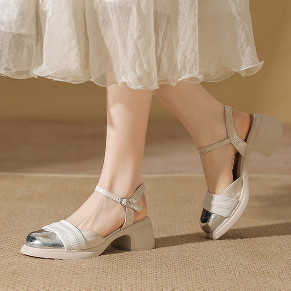 Women's Summer Sweet Style Mesh Mid-heel Round Toe Closed Toe Sandals