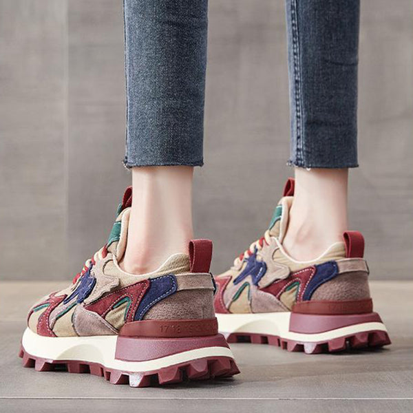 Women's Trendy Street Style All-match Striped Color Matching Sneakers