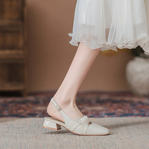 Women's Summer Elegant Style Single Strap Thick Heel Closed Toe Sandals