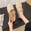 Women's Summer Casual French Pearl Bow Flat Closed Toe Slippers