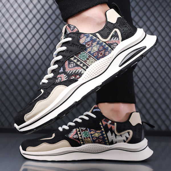 Men's Sports Canvas Breathable Lightweight Floral Pattern Dad Shoes Sneakers
