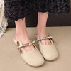 Women's Summer Casual French Pearl Bow Flat Closed Toe Slippers