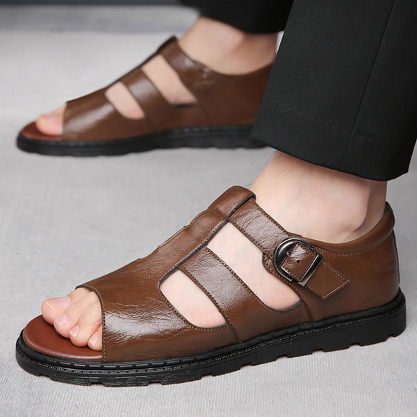 Men's Summer Leather Beach Breathable Non-Slip Versatile Sandals