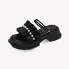 Women's Summer Casual Style Ruffled Round Toe Thick-soled Slippers