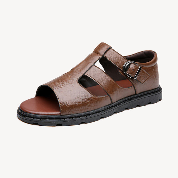 Men's Summer Leather Beach Breathable Non-Slip Versatile Sandals