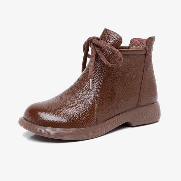 Women's Minimalist Cowhide Leather Mid-Heel Breathable Non-Slip Boots