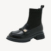 Women's Simple Versatile Fashion Fhick Heel Matte Black Sock Boots